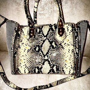 Henry Bendel Leather Pyton Ebmossed Hangbag